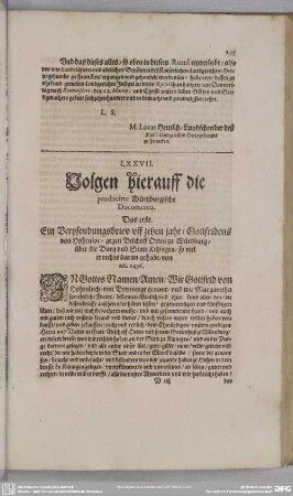 Folgen hierauff die 34. producirte Würtzburgische Documenta