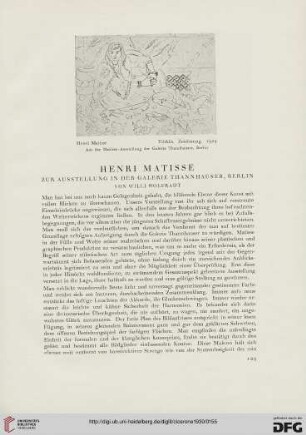 22: Henri Matisse : zur Ausstellung in der Galerie Thannhauser, Berlin
