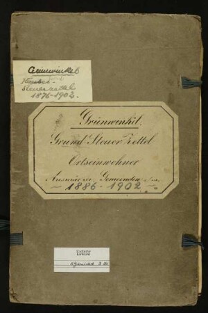 Grundsteuerzettel der Ortseinwohner Grünwinkel