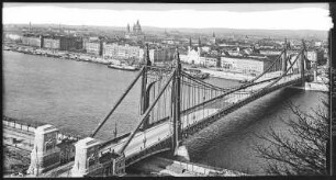Budapest. Blick vom Blocksberg auf Elisabethbrücke über die Donau : Budapest. Blick vom Blocksberg auf Elisabethbrücke (1897-1903; Aurél Czekelius, Antal Kherndl) über die Donau