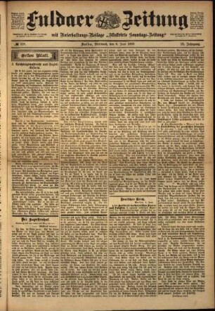 Erste Ausgabe vom Mittwoch, den 08. Juni 1898.