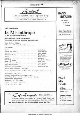 Le Misanthrope (Der Menschenfeind)