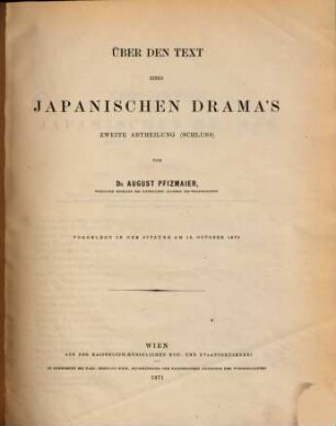 Über den Text eines japanischen Dramas. 2, [Schluss]