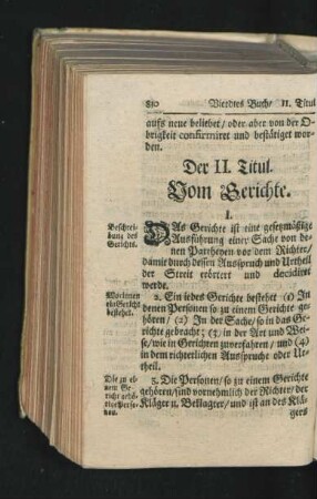 Der II. Titul. Vom Gerichte.