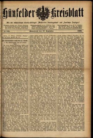 Ausgabe vom Samstag, den 17. September 1898.