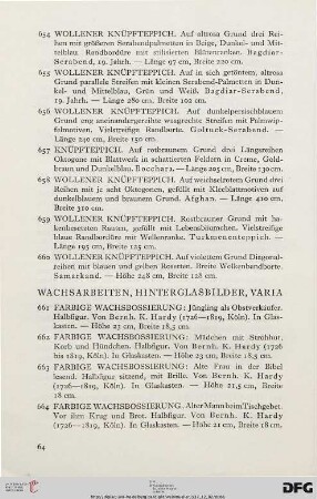 Wachsarbeiten, Hinterglasbilder, Varia (Nr. 661-715)