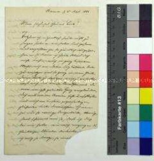 Brief von Joseph Köchling an Antonia Bußmann, spätere Köchling, aus der Verlobungszeit über seine Sehnsucht nach ihr und über die Familien