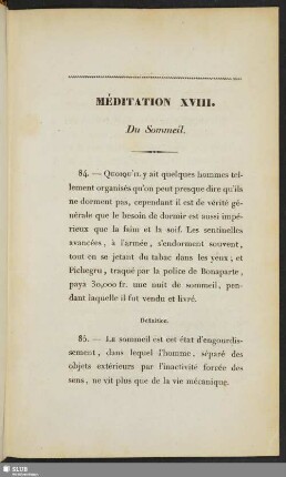 Méditation XVIII. Du Sommeil