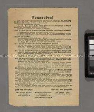 Flugblatt ehemaliger Frontsoldaten gegen die antisemitische Hetze bezüglich der Rolle der Juden im 1. Weltkrieg