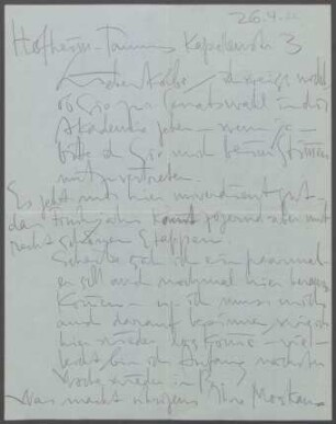 Brief von Karl Schmidt-Rottluff an Georg Kolbe