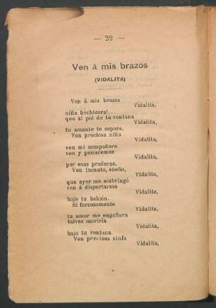 Ven á mis brazos : (Vidalita)