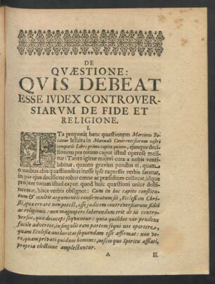 De Quaestione: Quis Debeat Esse Iudex Controversiarum De Fide Et Religione