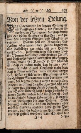 Von der letzten Oelung. Andächtige Gebetter bey Sterbenden.