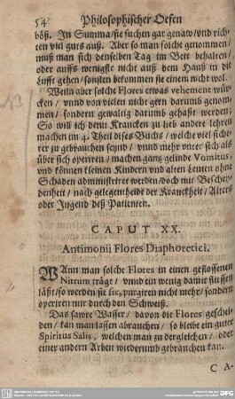 CAPUT XX. Antimonii Floris Diaphoetici.