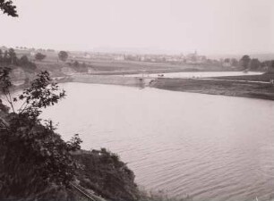 Talsperre Malter, oberer Teil des Stausees mit Damm der Straße Dippoldiswalde - Malter und Vorsperre