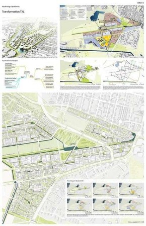 Transformation TXL - Vom Flugfeld zum Lebensraum Schinkelwettbewerb 2013: Erläuterungen, Lageplan 1:20000, 1:10000 und 1:2500, Diagramm, isometrische Darstellung