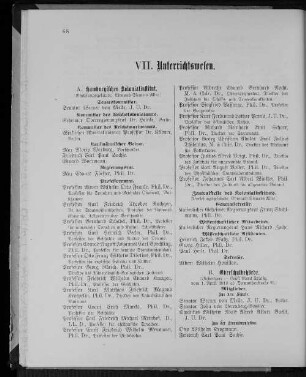 VII. Unterrichtswesen.