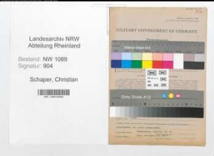 Entnazifizierung Christian Schaper , geb. 15.11.1918 ()