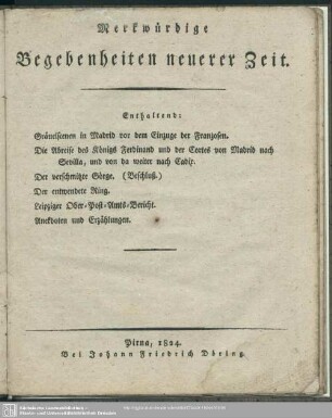 Merkwürdige Begebenheiten neuerer Zeit, 1824
