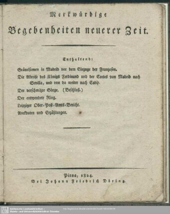 Merkwürdige Begebenheiten neuerer Zeit, 1824