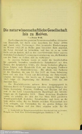 Die naturwissenschaftliche Gesellschaft Isis zu Meißen