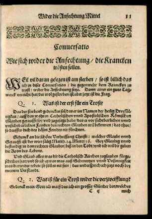 Conversatio Wie sich wider die Anfechtung/ die Krancken trösten sollen.