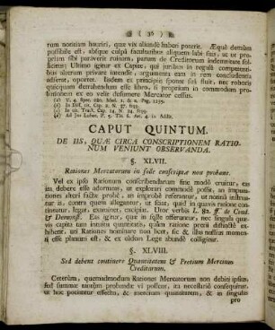 Caput Quintum. De Iis, Quæ Circa Conscriptionem Rationum Veniunt Observanda.
