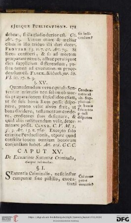 Caput XV.: De Executione Sententiæ Criminalis, ejusque Solennibus