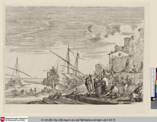Hafenansicht von Livorno mit abfahrender Galeere