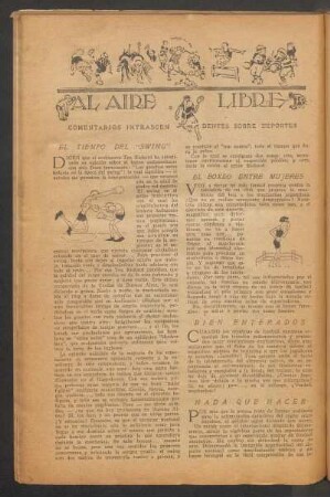 Al aire libre : Comentarios intrascendentes sobre deportes