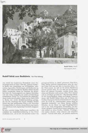 57: Rudolf Schick zum Gedächtnis