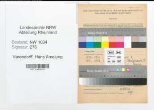 Entnazifizierung Hans Amelung Von Varendorff , geb. 20.12.1913 (Oberstleutnant)