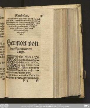 Sermon von dem Sacrament der Tauffe.