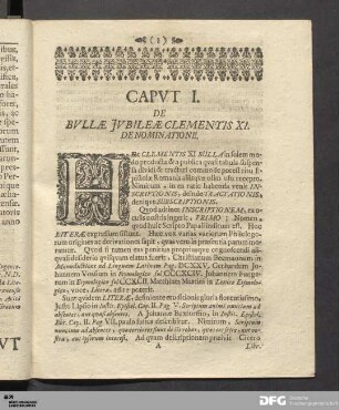 Capvt I. De Bvllæ Jvbileæ Clementis XI. De Nominatione.
