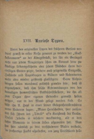 XVII. Kuriose Typen