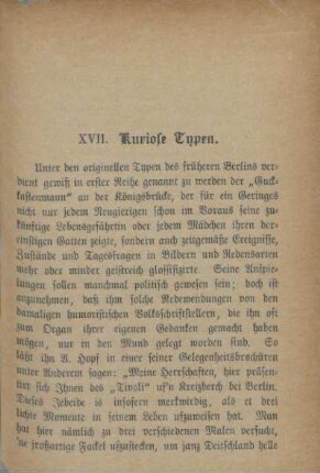 XVII. Kuriose Typen