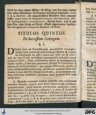Titulus Quintus.