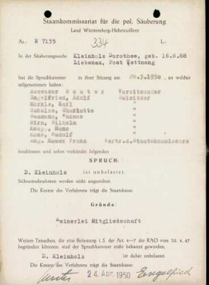 Kleinholz, Dorothee