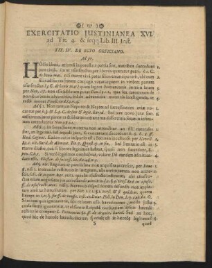 Exercitatio Iustinianea XVI. ad Tit. 4. & seqq. Lib. III. Inst.