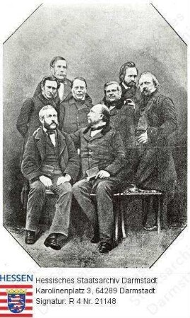 Lindenschmit, Ludwig Prof. Dr. (1809-1893) / Porträt im Kreise der Kollegen / Gruppenaufnahme