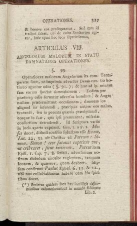 Articulus VIII. Angelorum Malorum in Statu Damnationis Operationes.