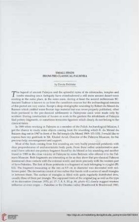 10: Small finds from pre-classical Palmyra