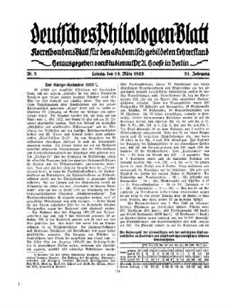Der Kunze-Kalender 1922
