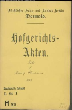 Hake, Johann Henrich, Sekretär zu Halle gegen Meier zu Ottenhausen - Schuldforderung