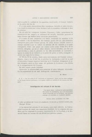 Investigación del artículo 2° del decreto