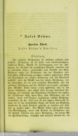 Jakob Böhme : Zwieter Theil. Jakob Böhme's Schriften