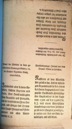 Formel der Fürbitte in dem gewöhnlichen Sonntags-Gebet p. 15. im Kirchen-Agenden-Buch, einzurücken