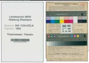 Entnazifizierung Theodor Thoennessen , geb. 08.02.1897 (Schlosser)