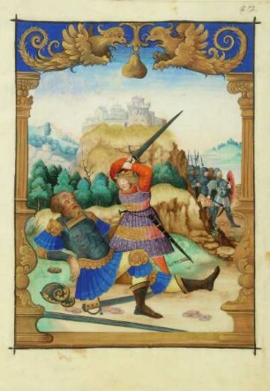 fol. 42: David schlägt Goliath das Haupt ab (Albrecht Glockendon)