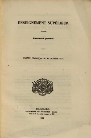 Enseignement supérieur : concours général. 1841, 13. Okt.